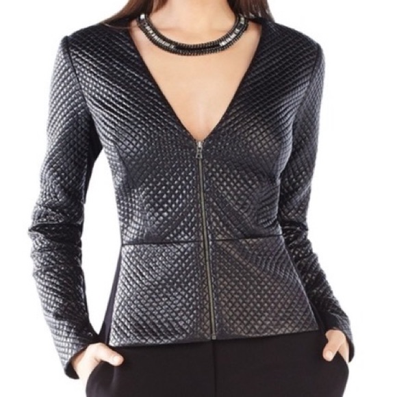BCBGMaxAzria Jackets & Blazers - BCBGMAXAZRIA Pearson Faux Leather Peplum Jacket